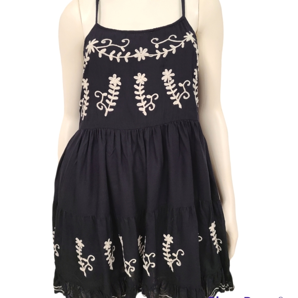 Black Embroidered Boho Sun Dress size Small